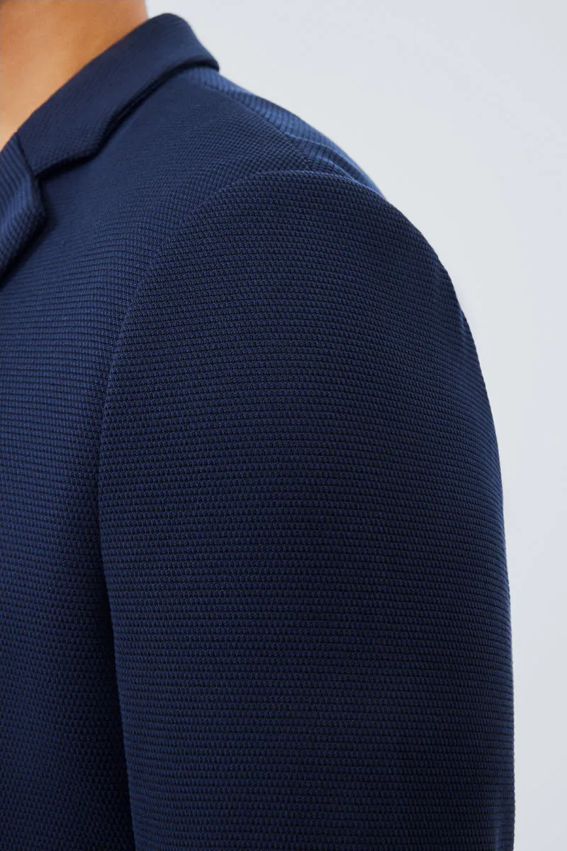 CottonSTRETCH Knit Smart Blazer | Navy NNY096