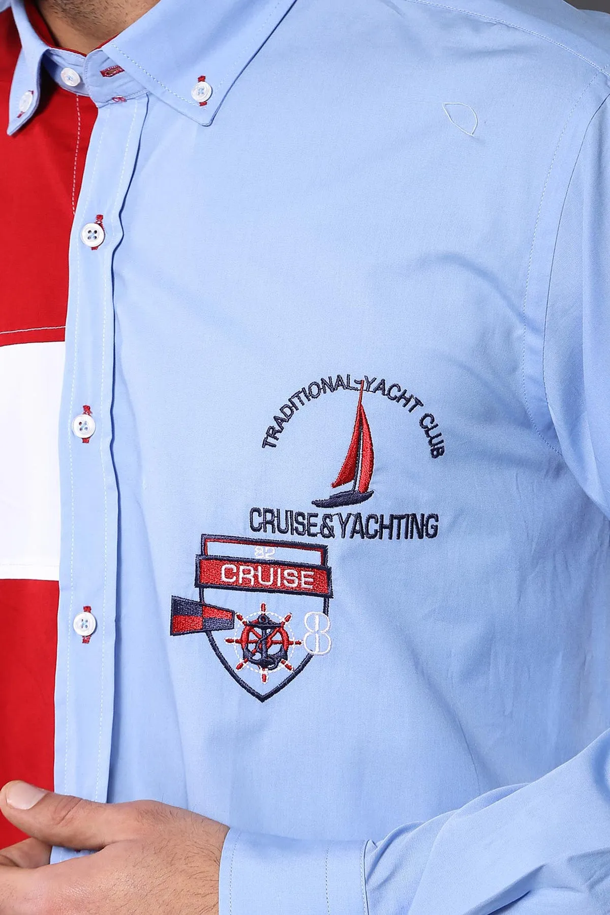 Cruise Yachting Crested Light Blue-Red Shirt-Wessi