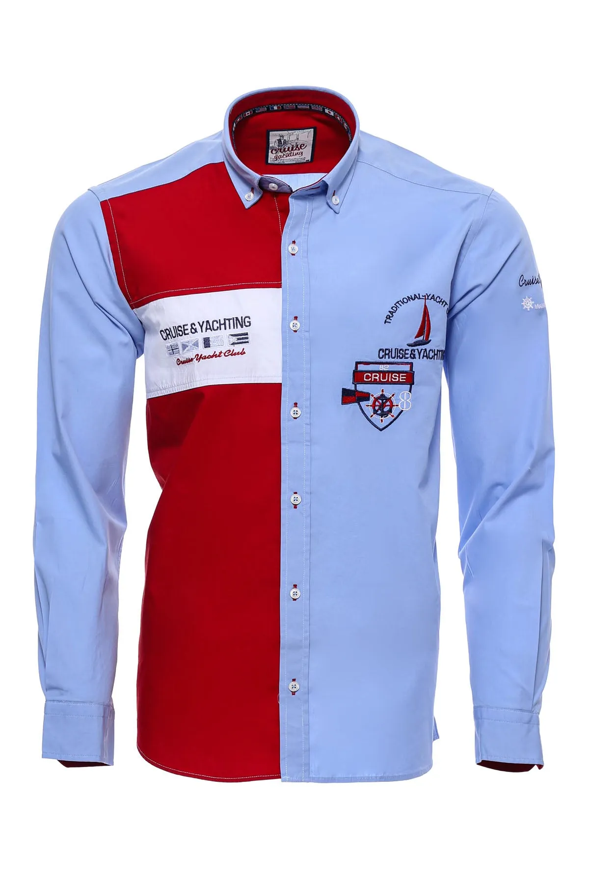 Cruise Yachting Crested Light Blue-Red Shirt-Wessi