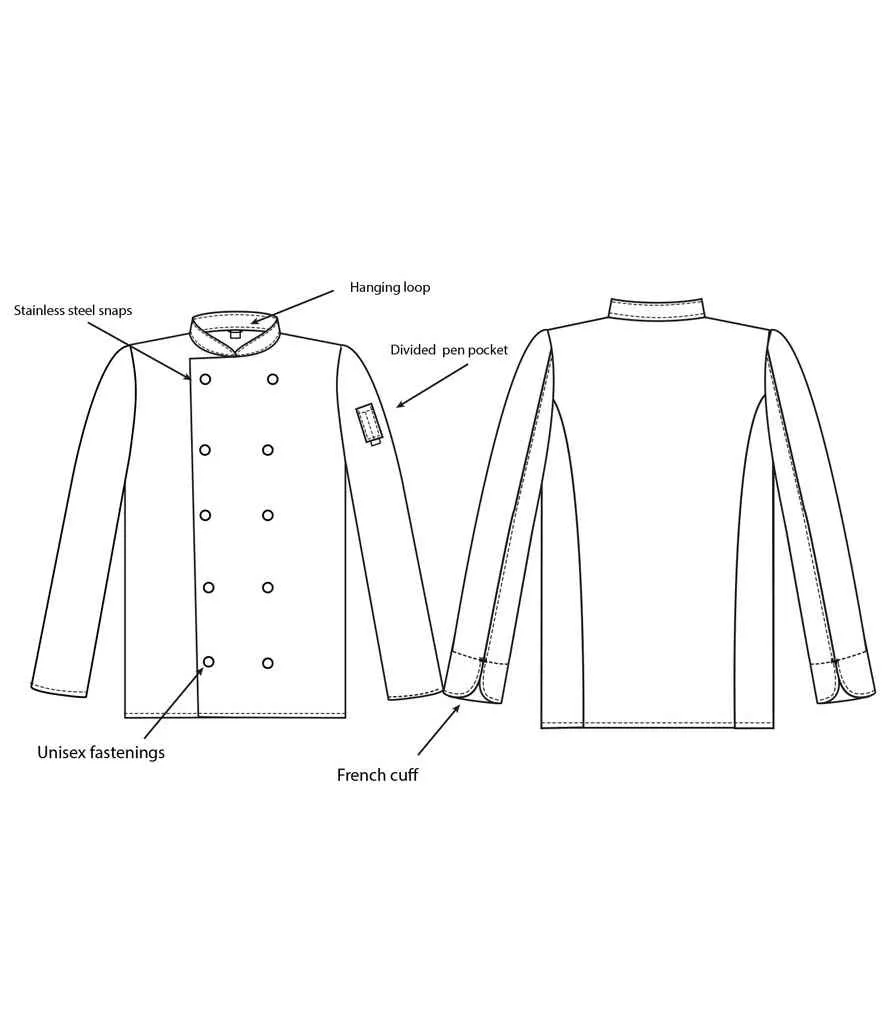 Dennys Long Sleeve Press Stud Chef's Jacket