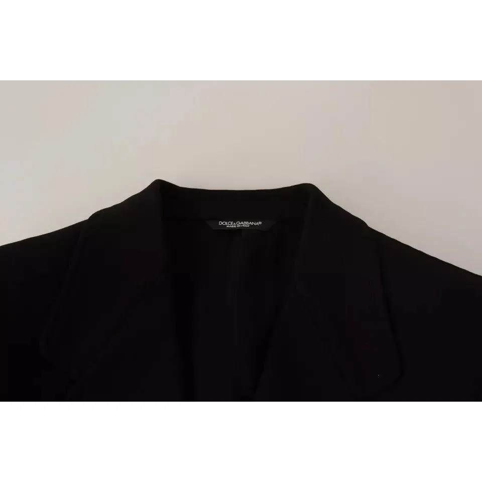 Dolce & Gabbana Black Wool Slim Fit Coat Jacket Blazer