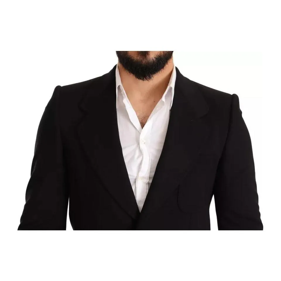 Dolce & Gabbana Black Wool Slim Fit Coat Jacket Blazer