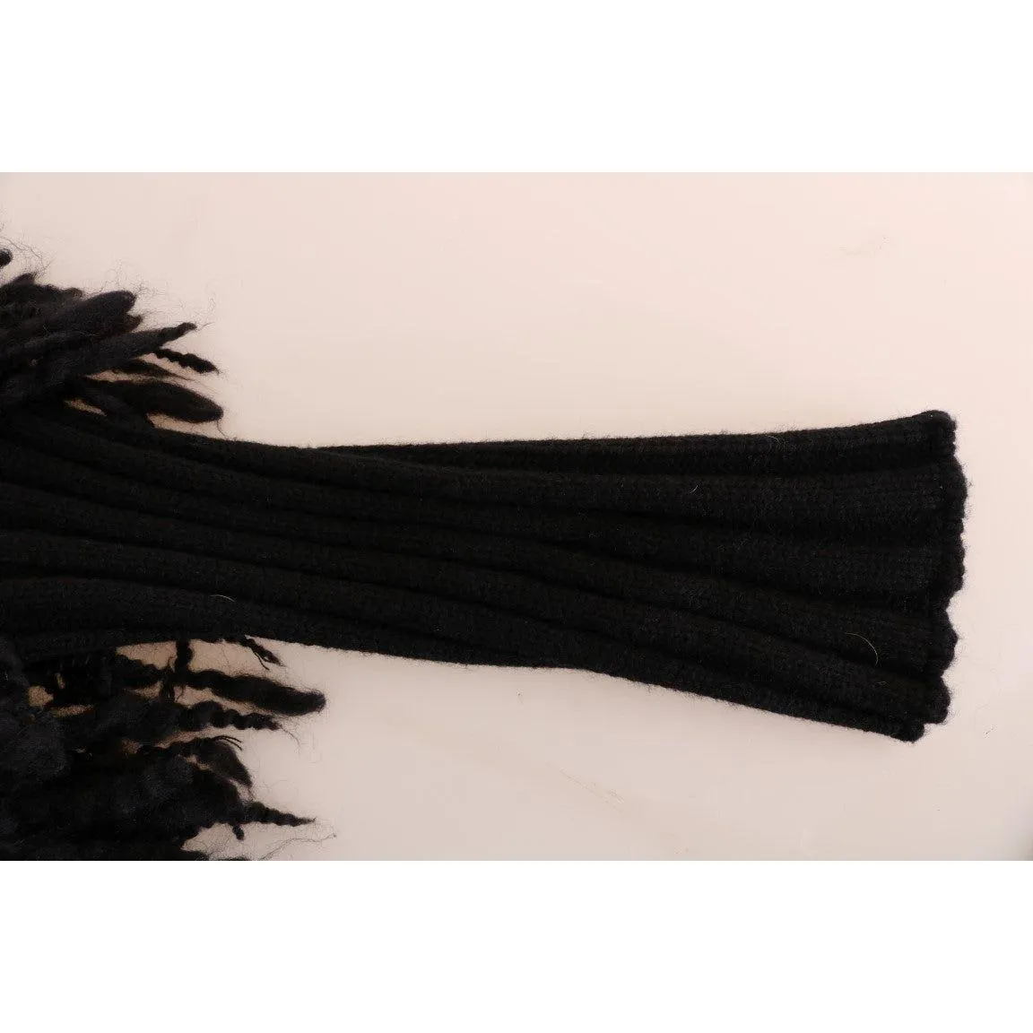 Dolce & Gabbana Elegant Black Fringed Wool-Cashmere Sweater