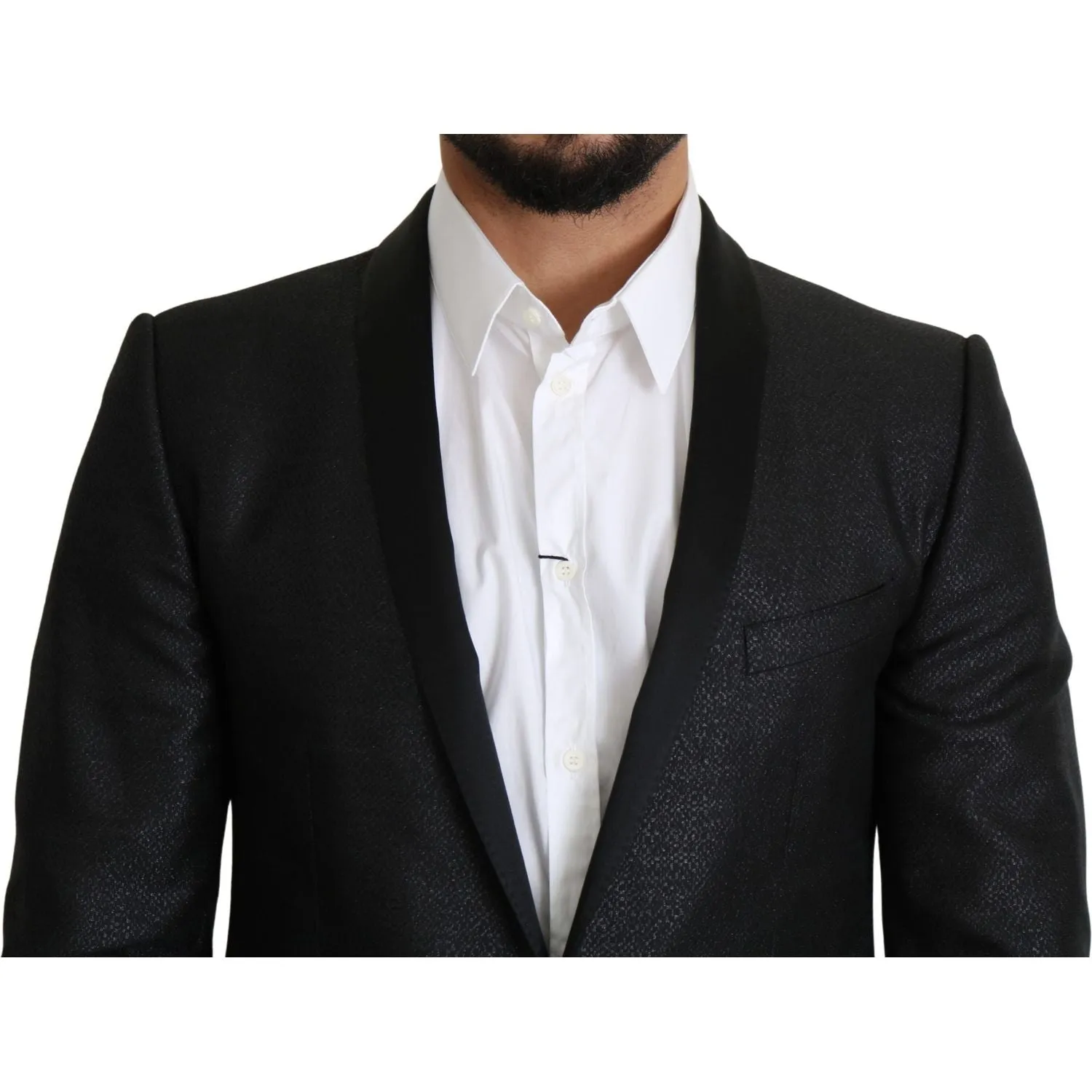 Dolce & Gabbana Elegant Black Jacquard Slim Fit Blazer