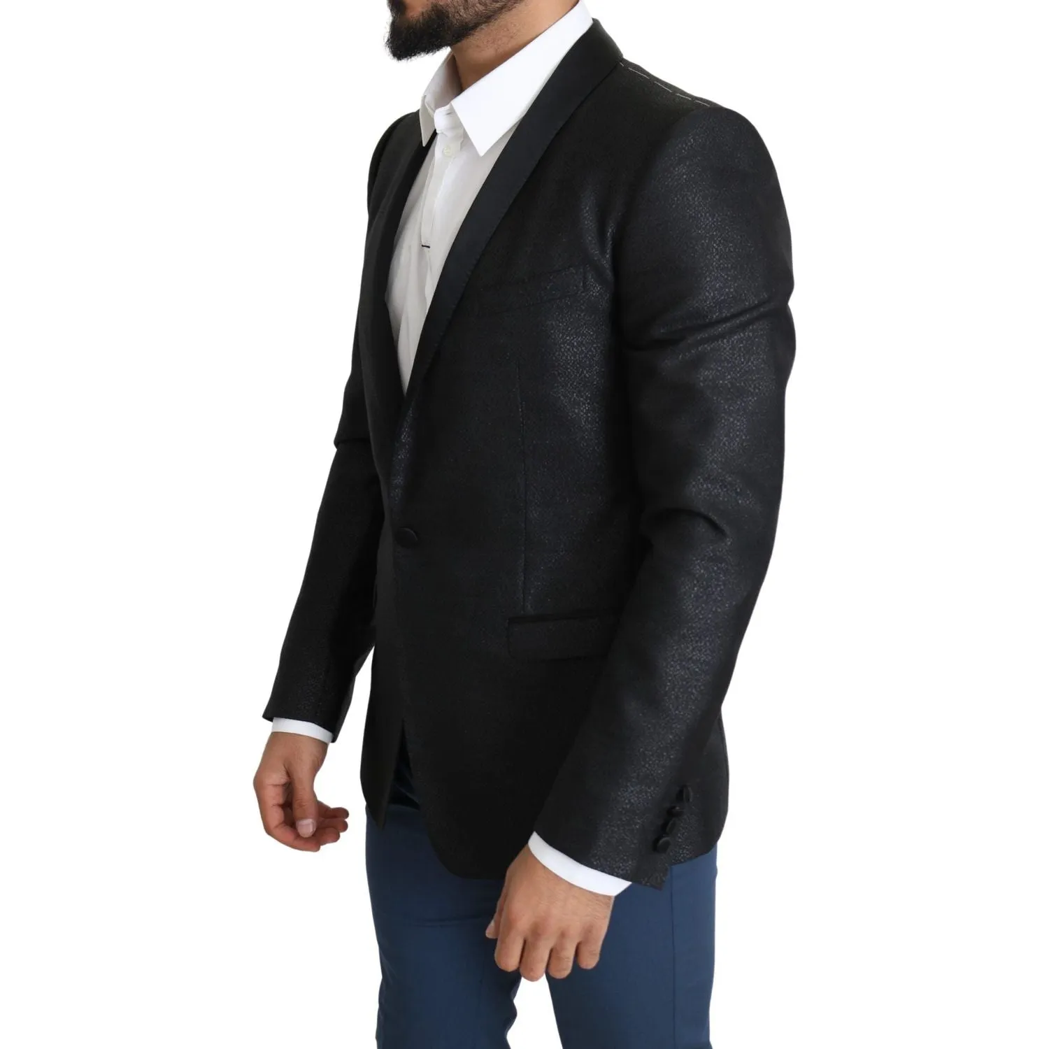 Dolce & Gabbana Elegant Black Jacquard Slim Fit Blazer