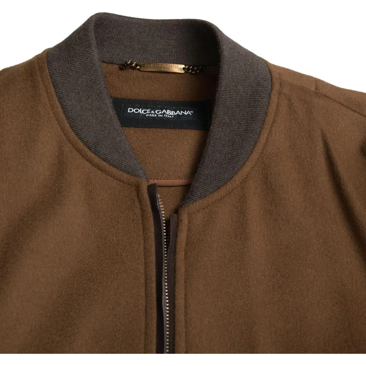 Dolce & Gabbana Elegant Brown Cashmere Bomber Jacket