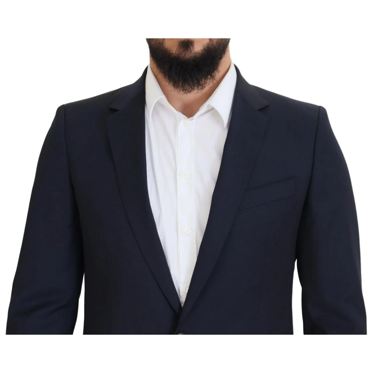 Dolce & Gabbana Elegant Dark Blue Slim Fit Wool Blazer