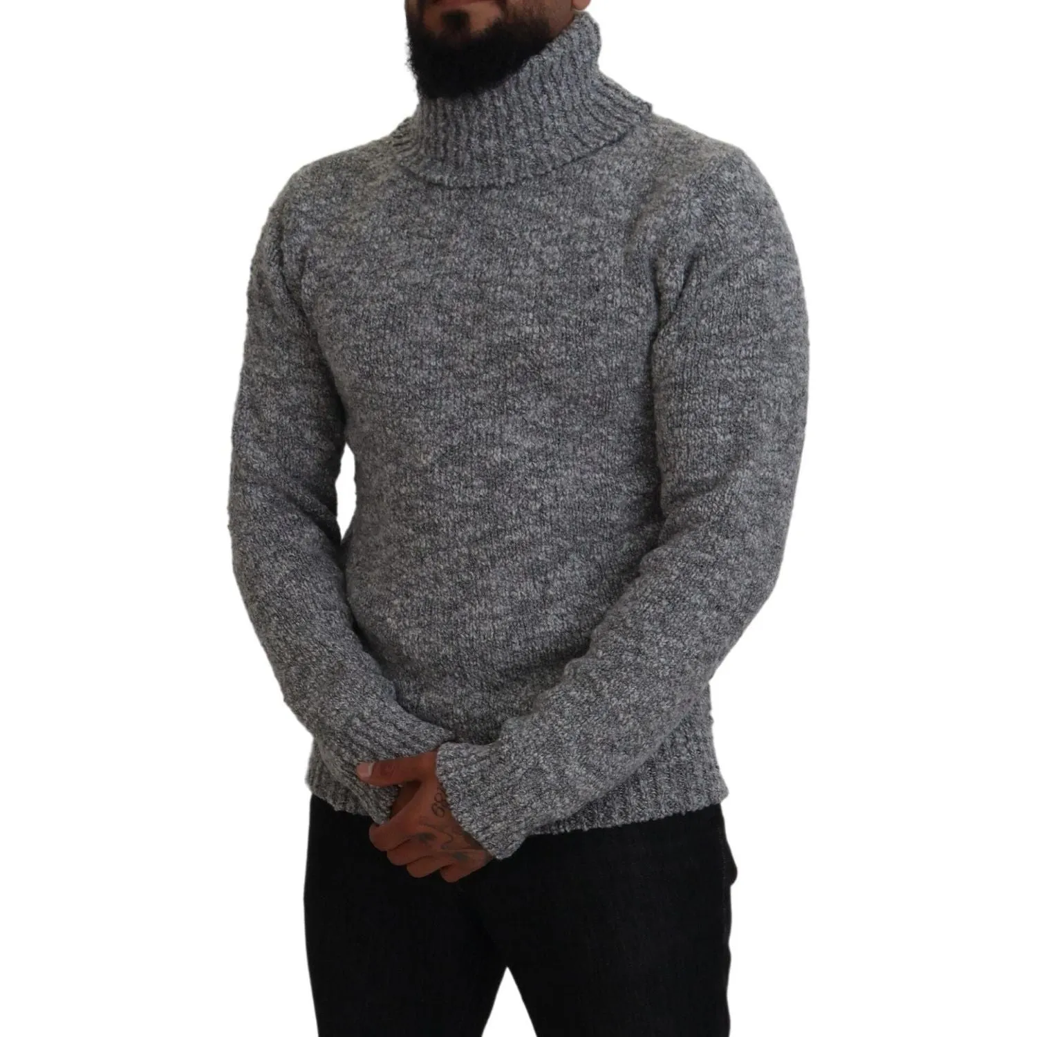 Dolce & Gabbana Elegant Gray Wool-Blend Turtleneck Sweater