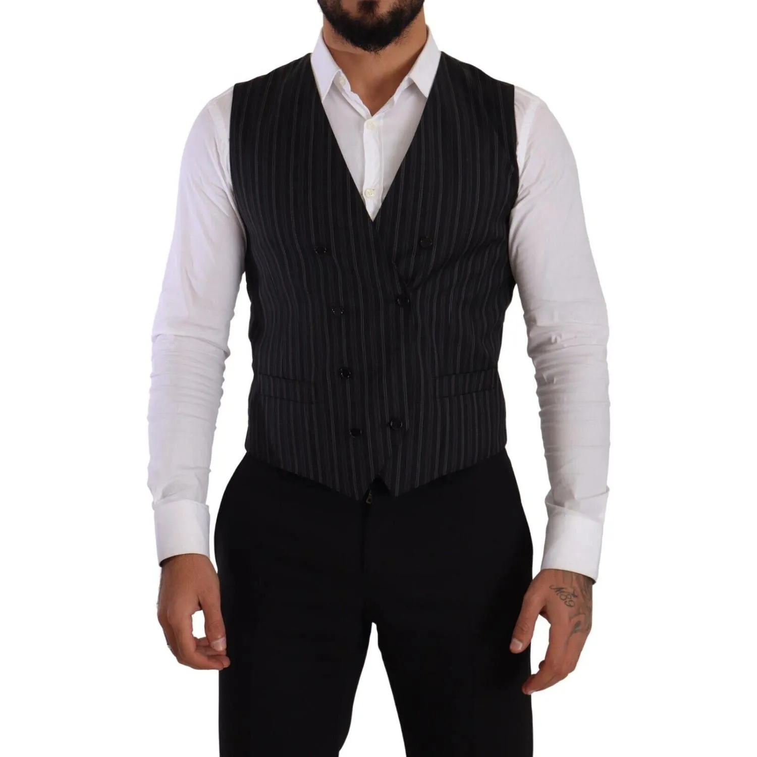 Dolce & Gabbana Elegant Striped Double-Breasted Dress Vest