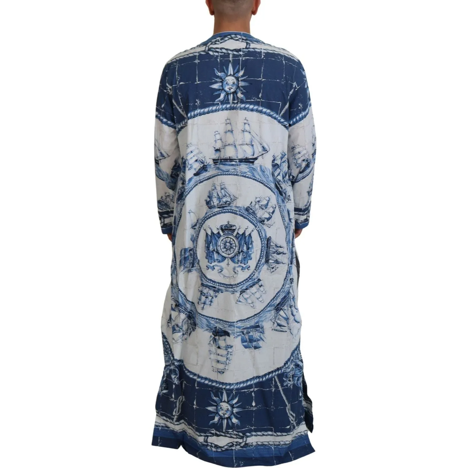 Dolce & Gabbana Majestic Blue Cotton-Silk Thobe Robe