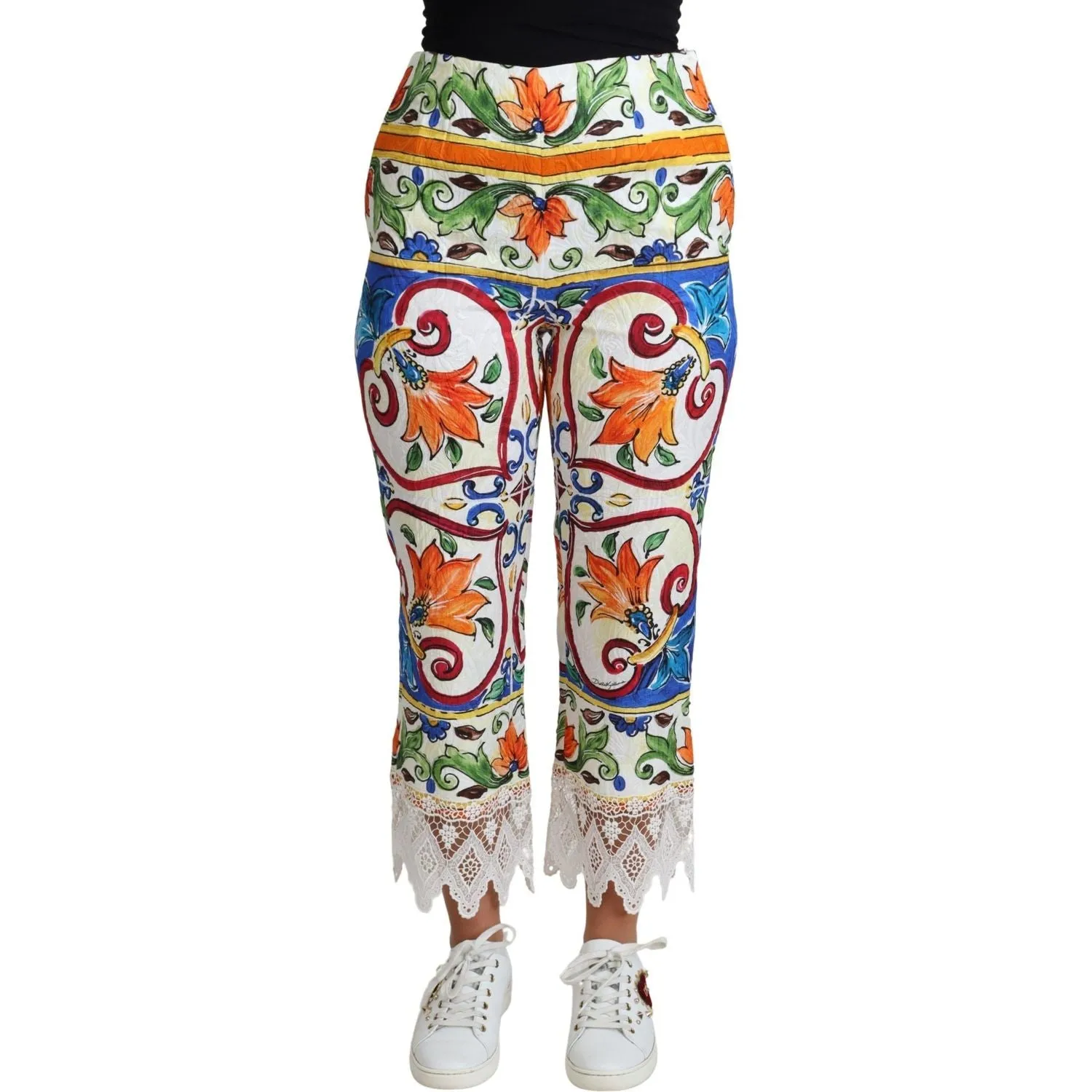 Dolce & Gabbana Majolica High Waist Cropped Trousers