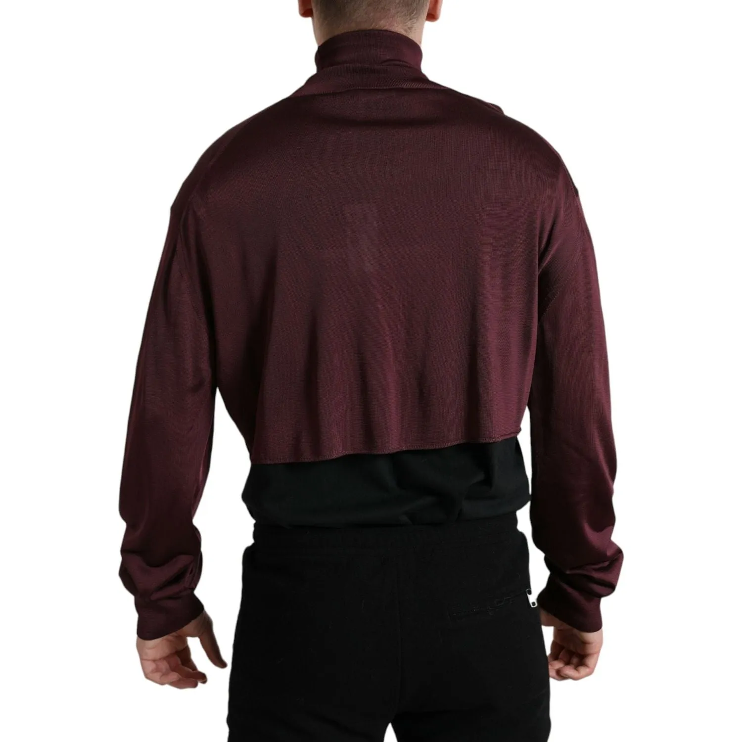 Dolce & Gabbana Maroon Turtleneck Viscose Sweater