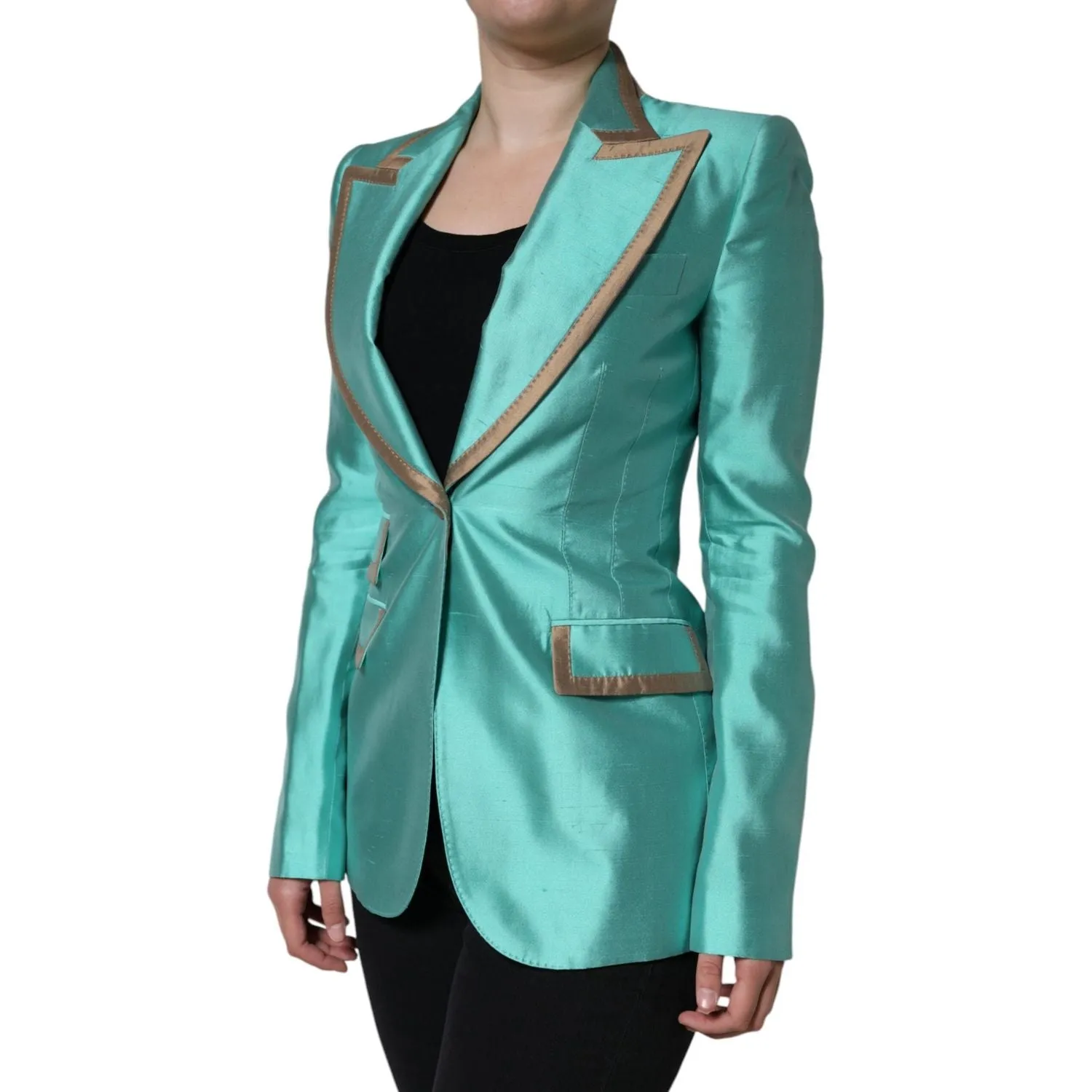 Dolce & Gabbana Metallic Green Single Breasted Blazer Jacket