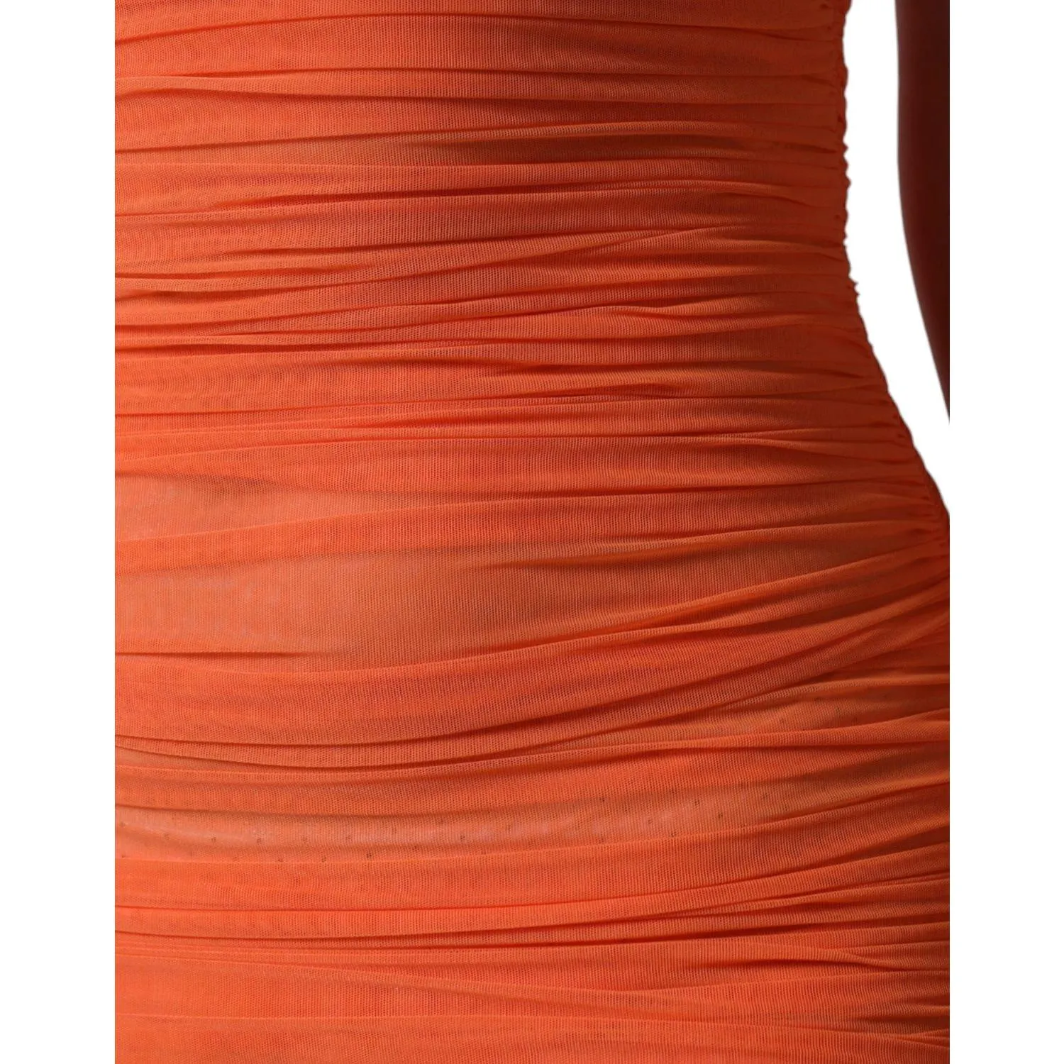 Dolce & Gabbana Orange Nylon Bodycon Sheath Mini Dress