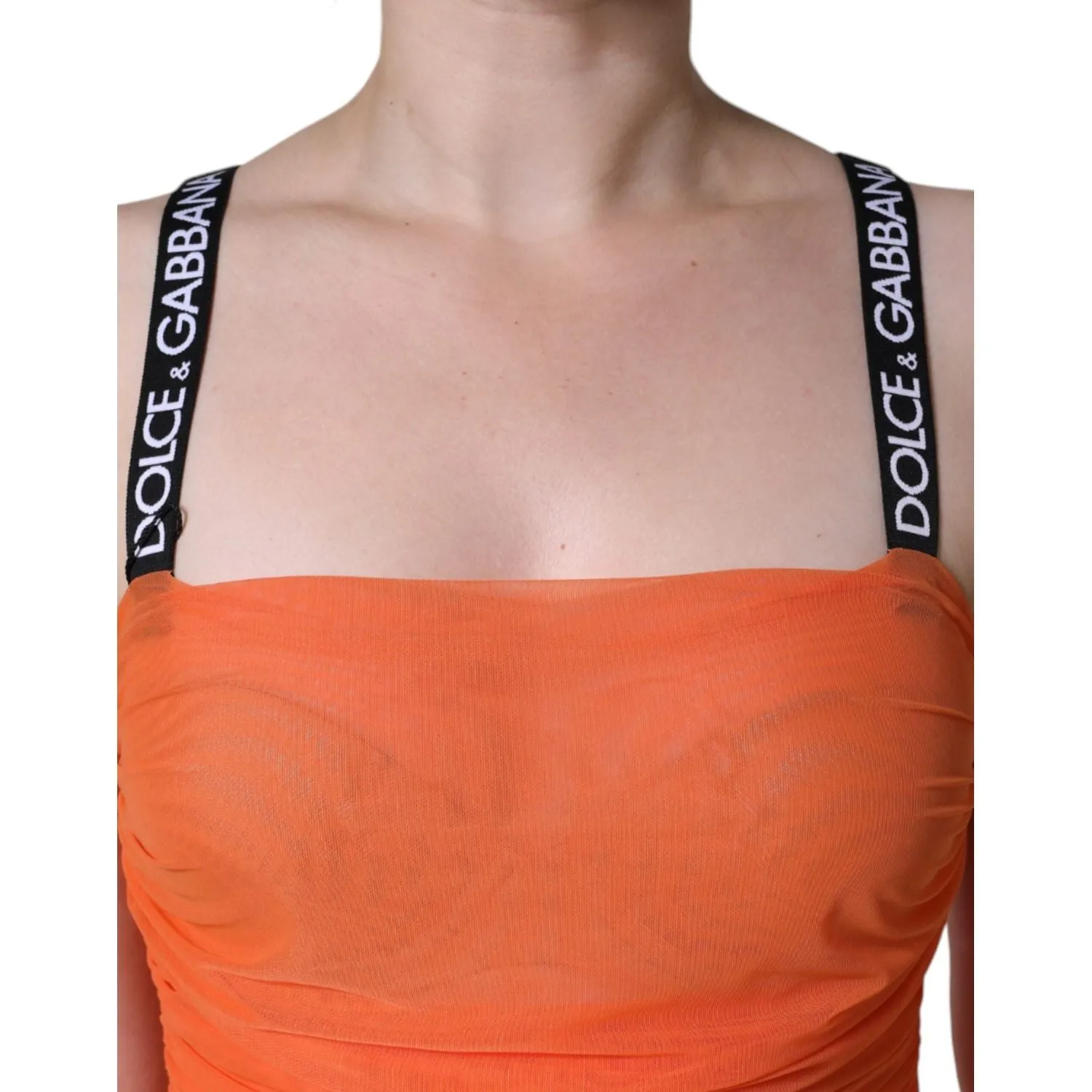 Dolce & Gabbana Orange Nylon Bodycon Sheath Mini Dress