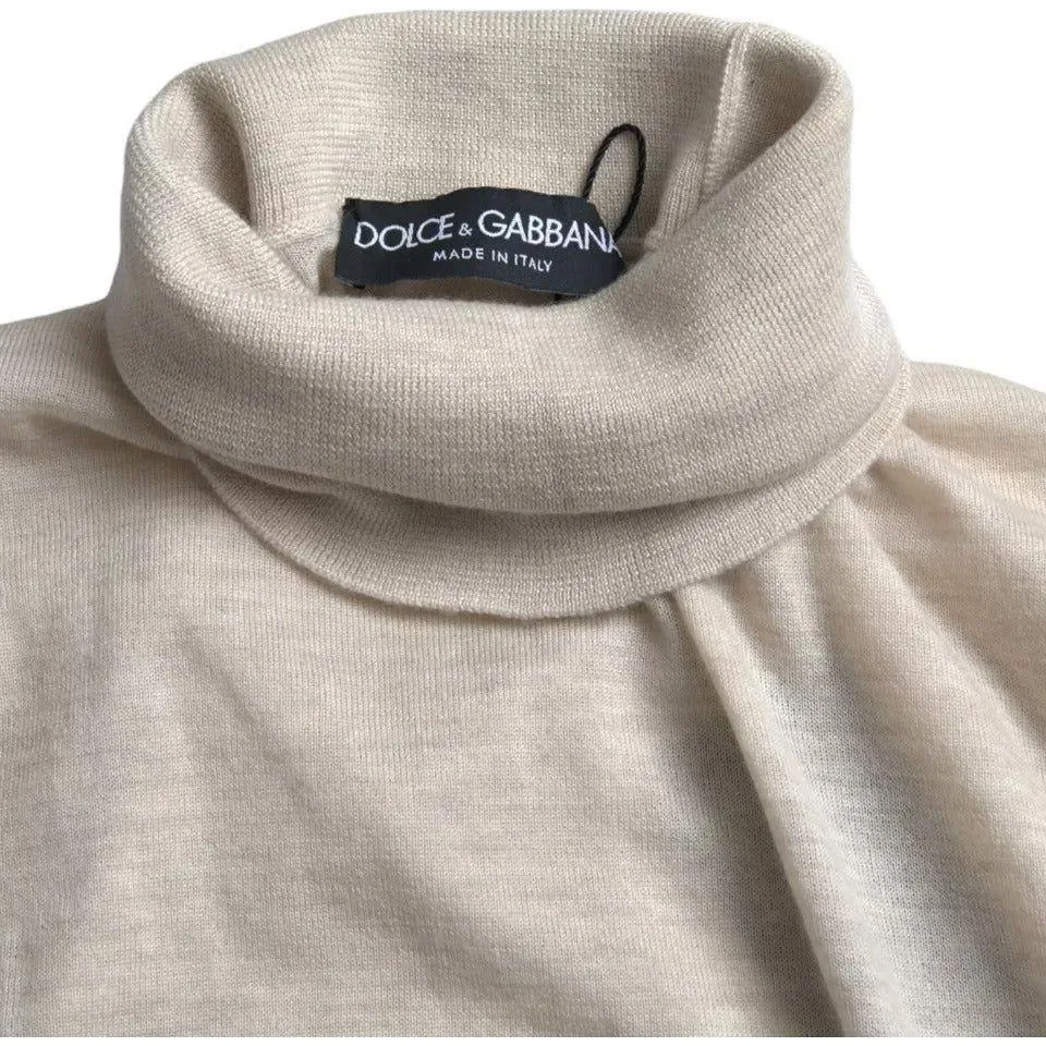 Dolce & Gabbana Pullover Beige Cashmere Turtleneck Sweater