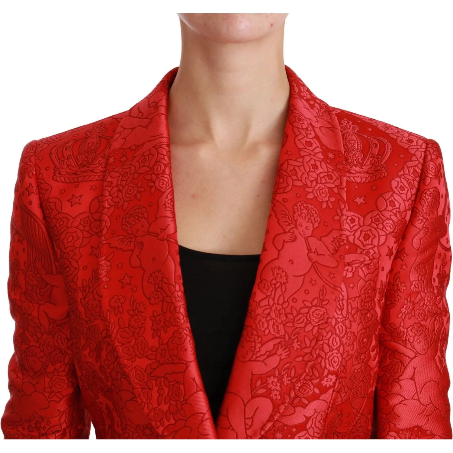 Dolce & Gabbana Red Floral Angel Pattern Blazer