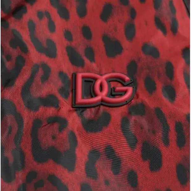 Dolce & Gabbana Red Leopard Bomber Short Coat Jacket