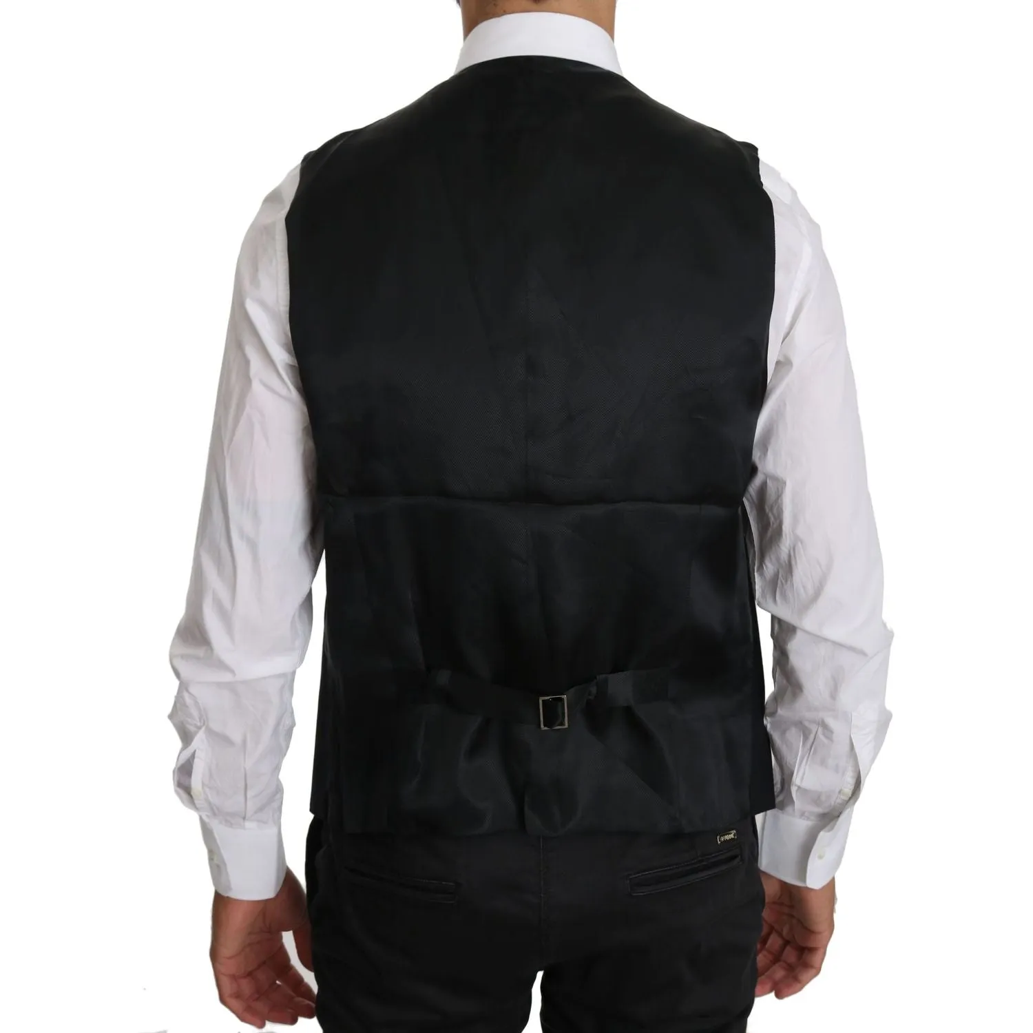 Dolce & Gabbana Sleek Black Cotton Blend Dress Vest