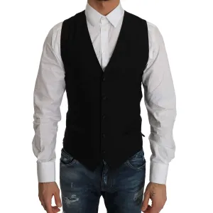 Dolce & Gabbana Sleek Black Wool Blend Formal Vest