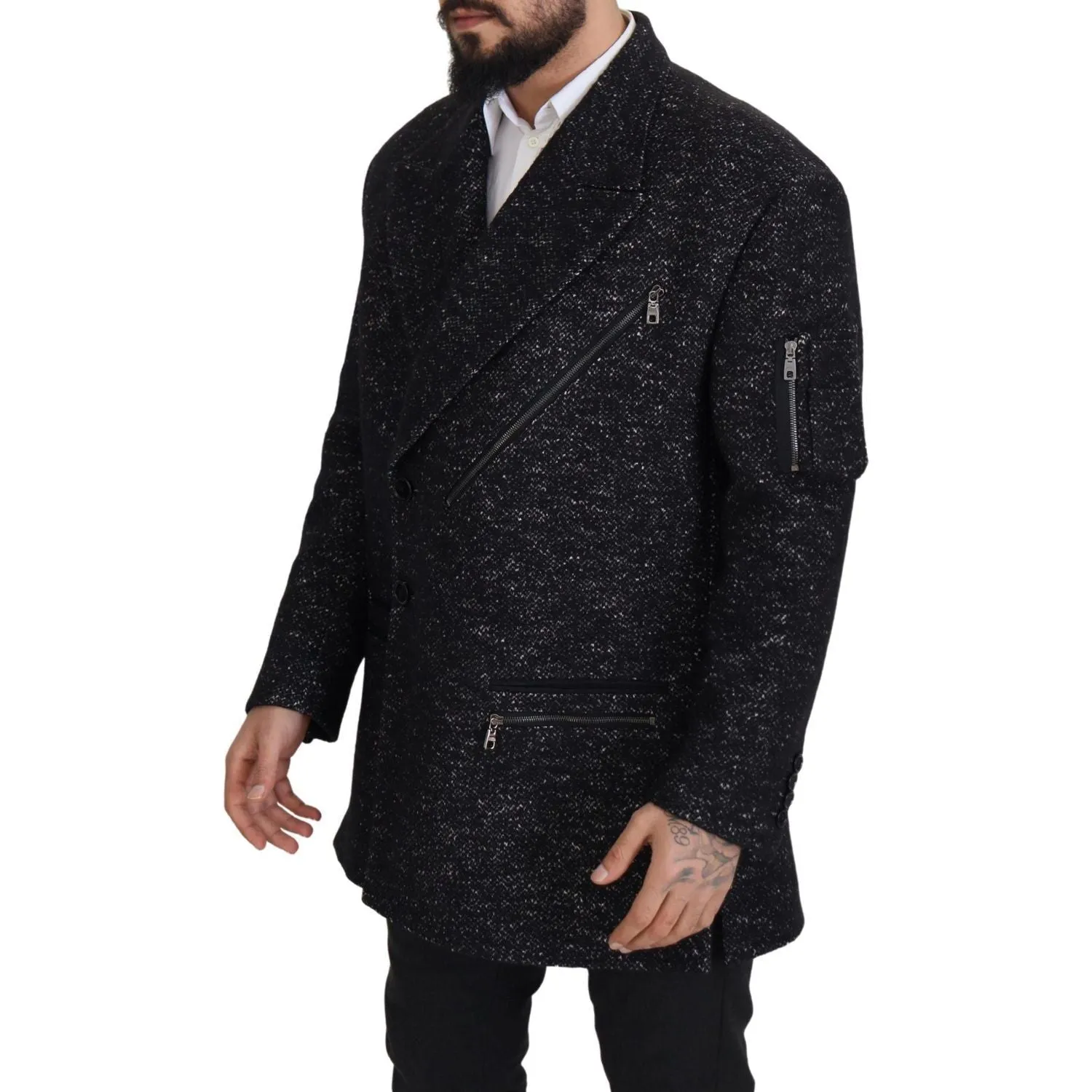 Dolce & Gabbana Sleek Patterned Wool Double Breasted Jacket