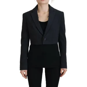 Dsquared² Black Cotton Cropped Button Blazer Jacket