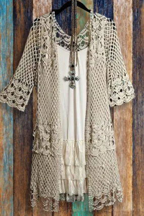 Dunnmall Lace Hollow See-through Cardigan