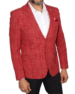 ELIE BALLEH Men's Red Textured Single Breasted Blazer