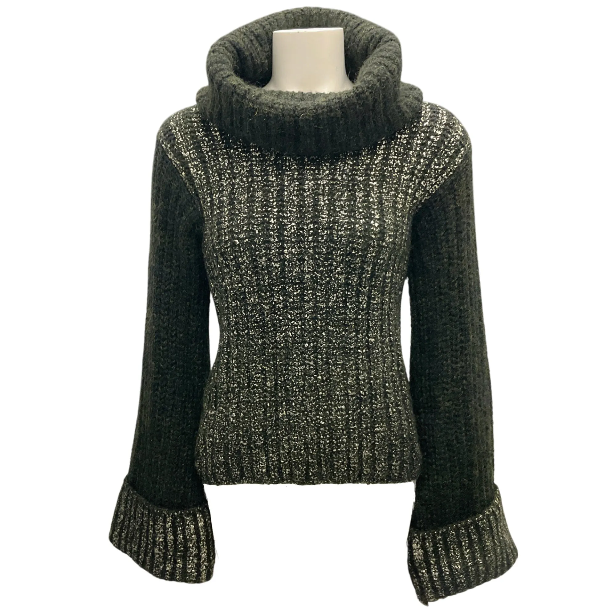 Escada Olive Green Mohair Knit Turtleneck Sweater