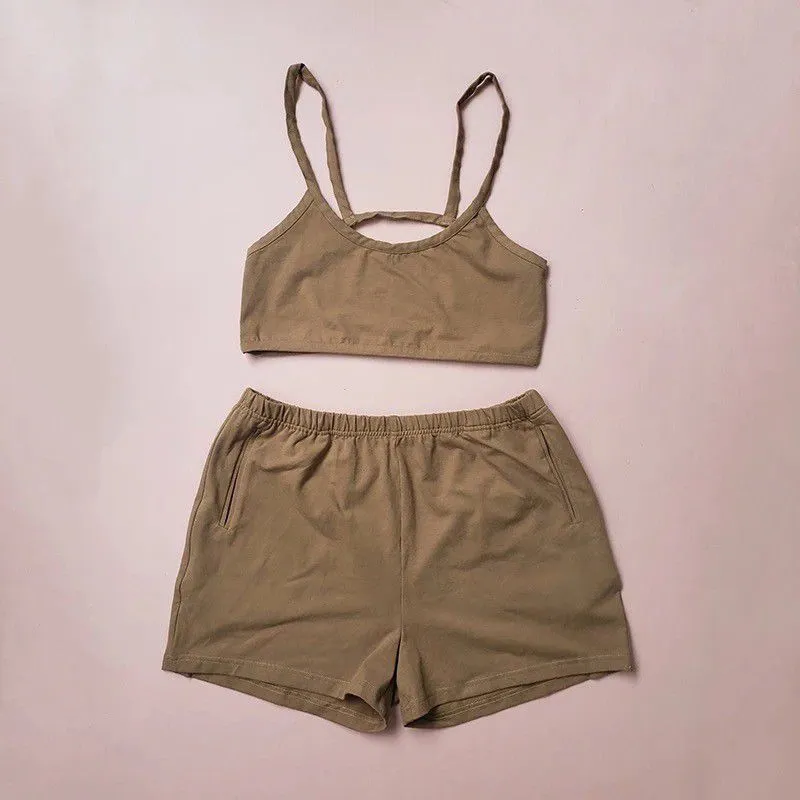 Essentials Crop Top and Shorts Set in Four Colour Ways