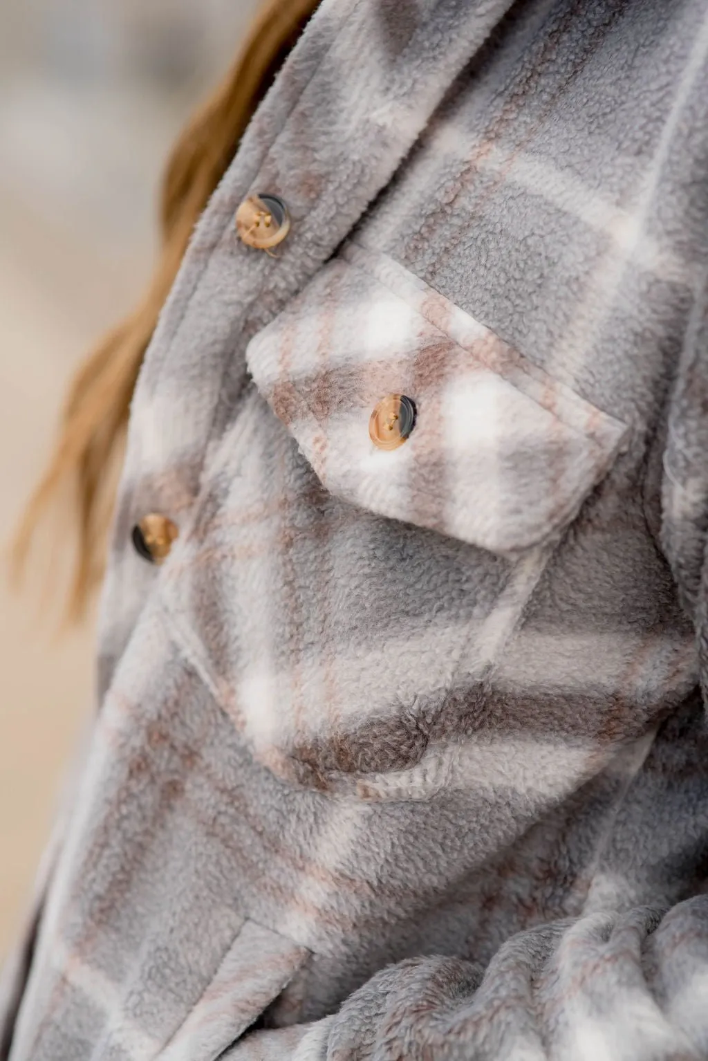 Faded Plaid Plush Shacket