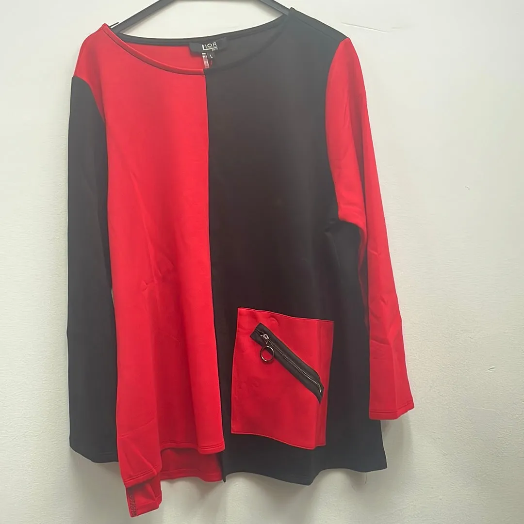 Faith Red/Black Color Block Top