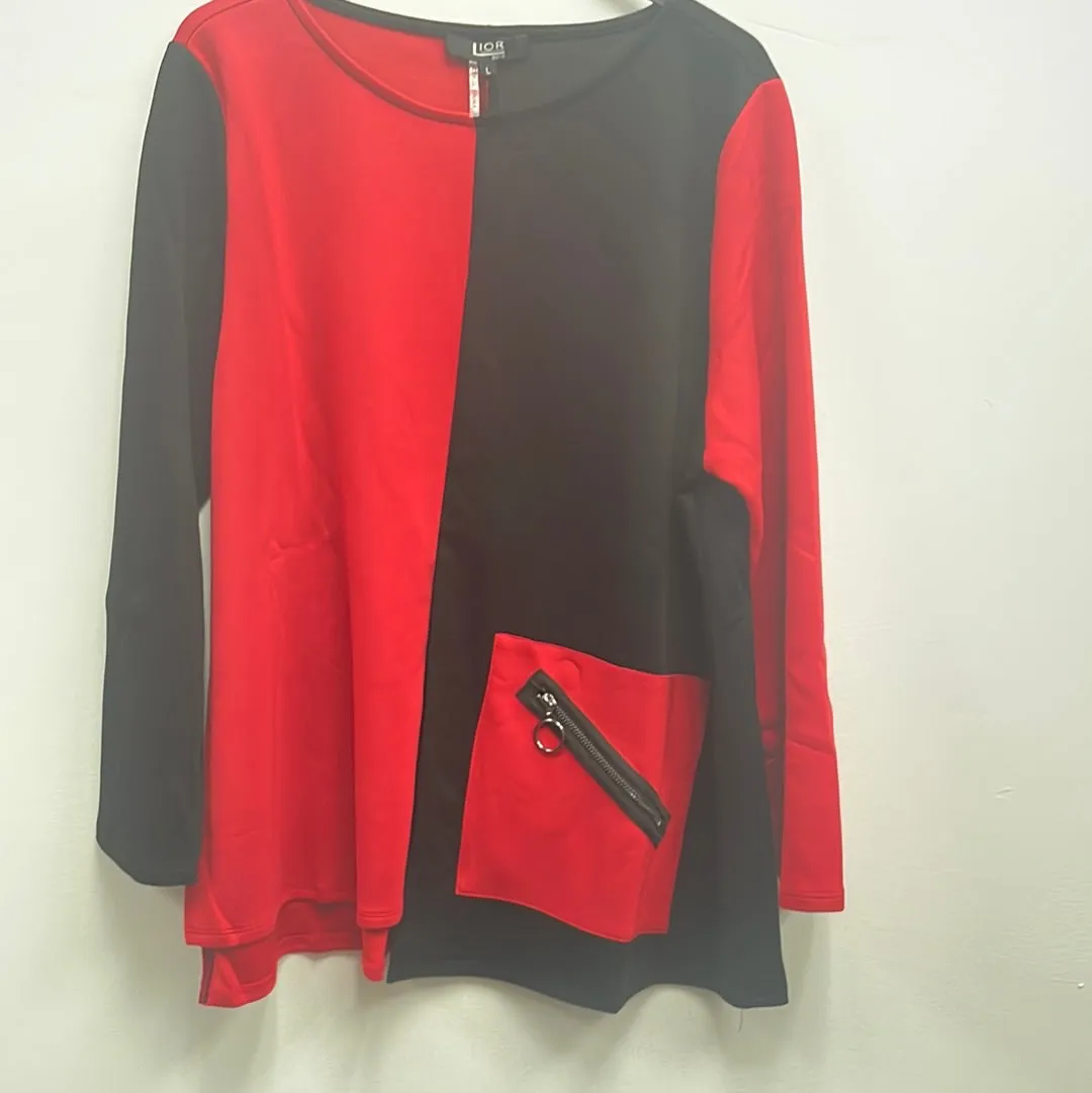 Faith Red/Black Color Block Top