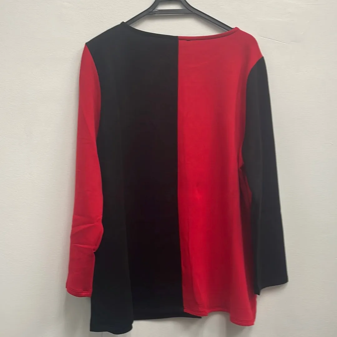 Faith Red/Black Color Block Top