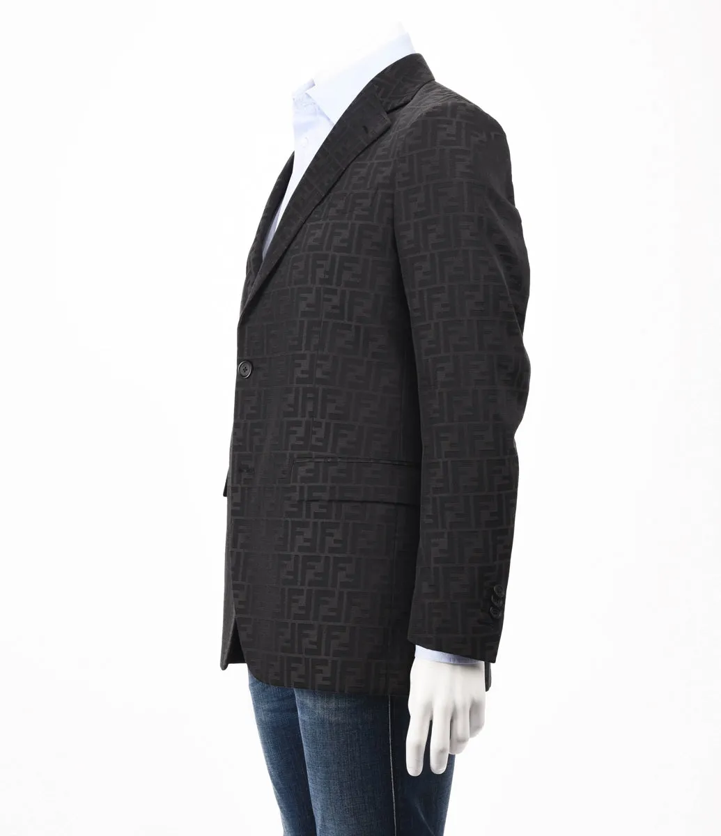 Fendi Charcoal FF Jacquard Blazer IT 50