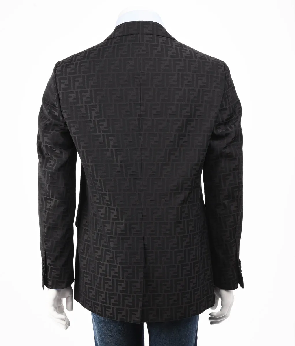 Fendi Charcoal FF Jacquard Blazer IT 50