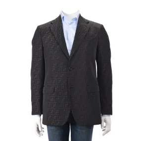 Fendi Charcoal FF Jacquard Blazer IT 50