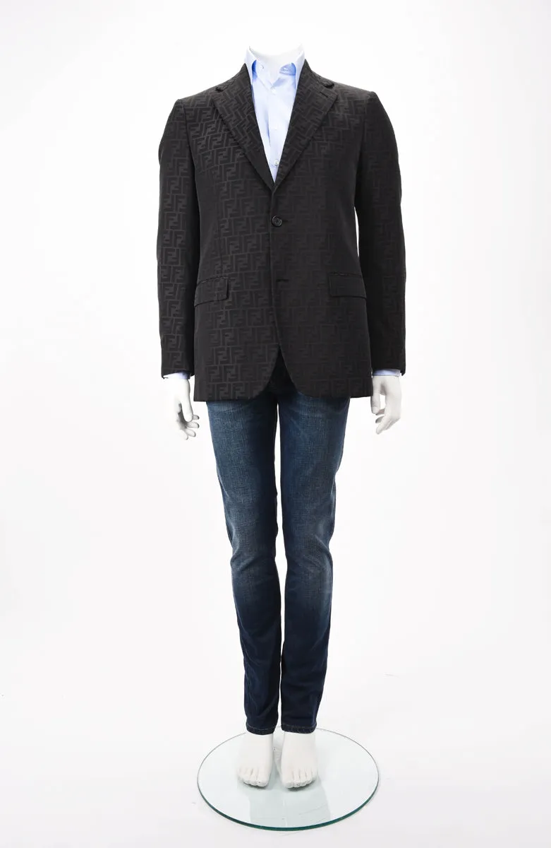 Fendi Charcoal FF Jacquard Blazer IT 50