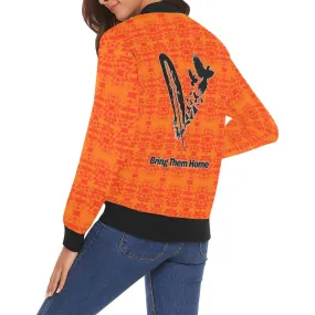 Fire Colors and Turquoise Orange Bring Them Home Bomber Jacket for Women