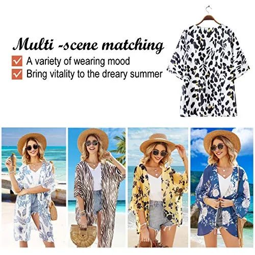 Floral Cover Up Chiffon Print Kimono Beachwear