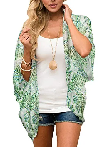 Floral Cover Up Chiffon Print Kimono Beachwear