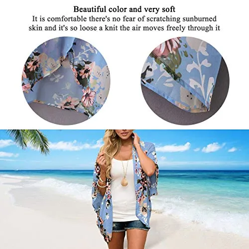 Floral Cover Up Chiffon Print Kimono Beachwear