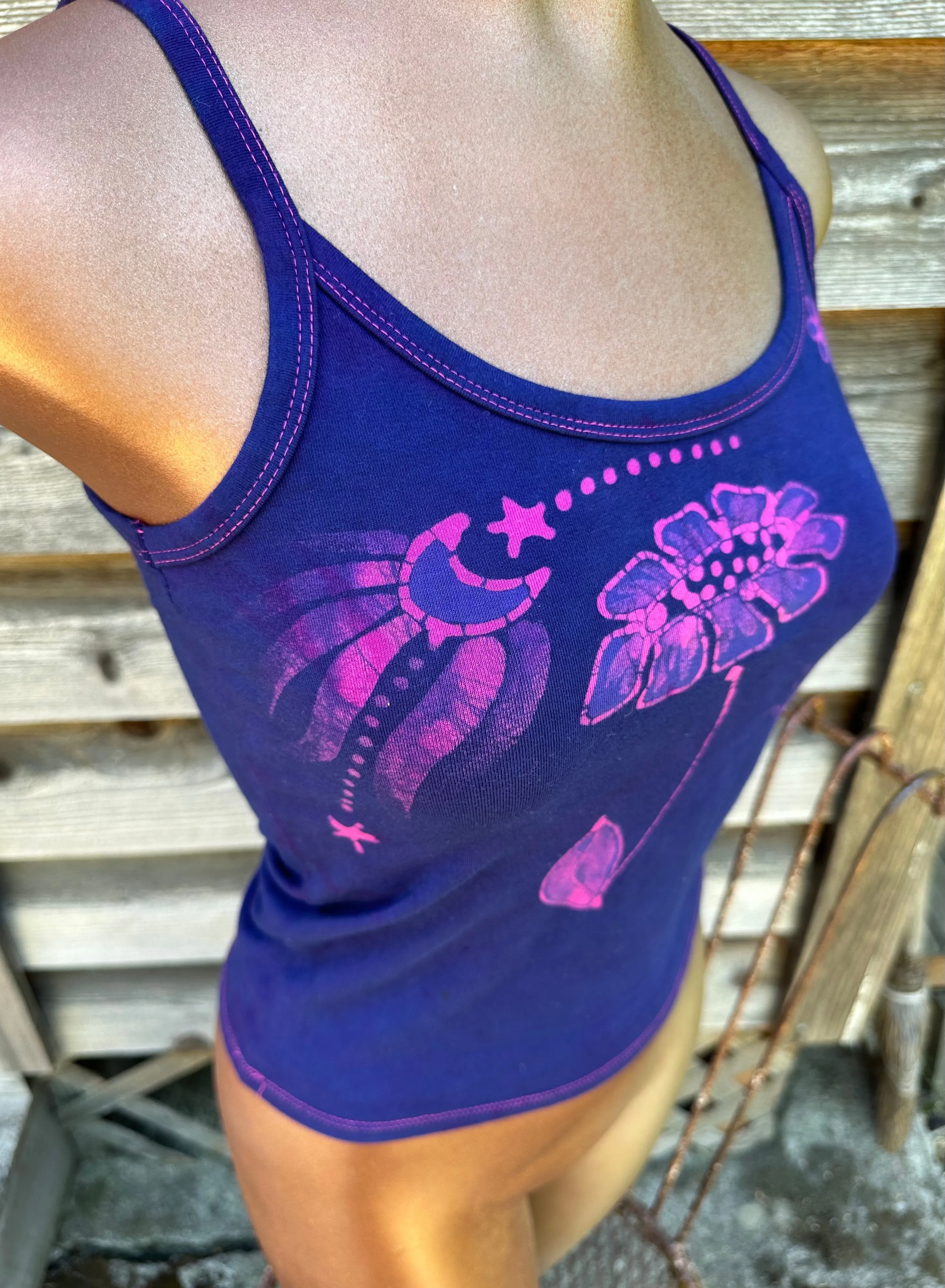 Flower Power Hand Painted Batikwalla Tank Top