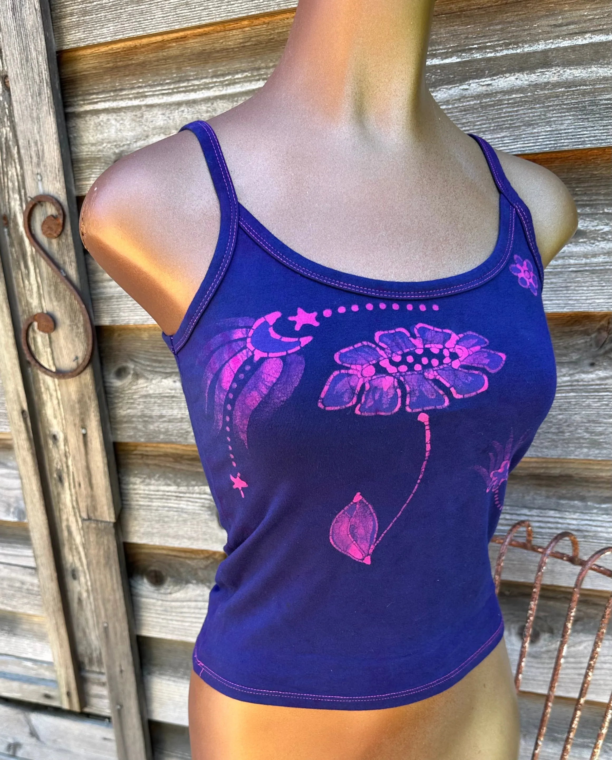 Flower Power Hand Painted Batikwalla Tank Top