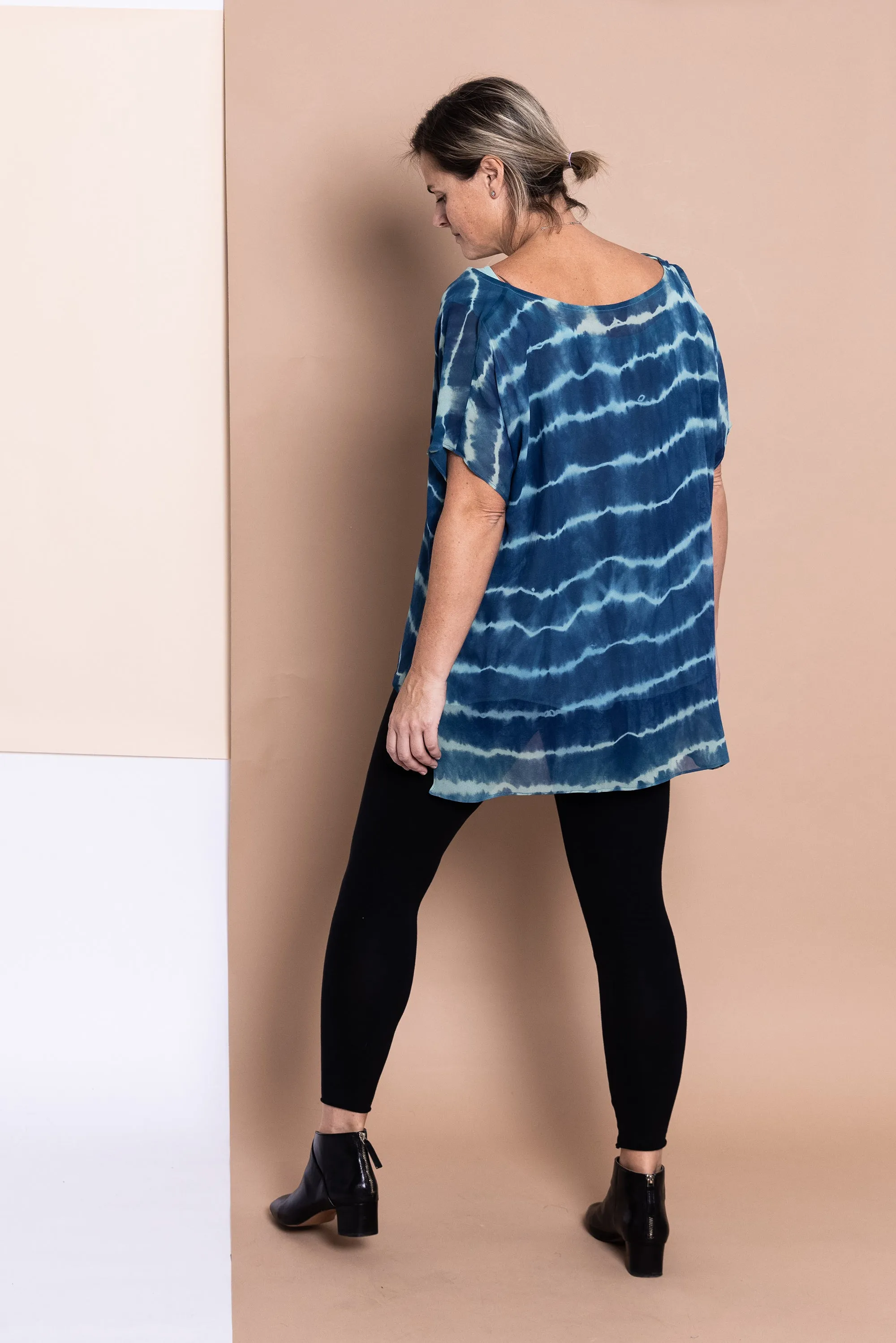 Flowy Stripes Goddess Silk Top