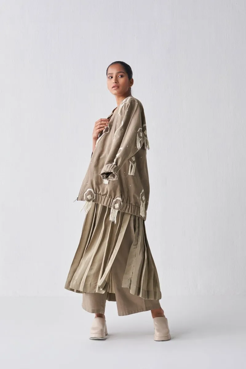 Fringe Bomber Jacket Co ord - Sage