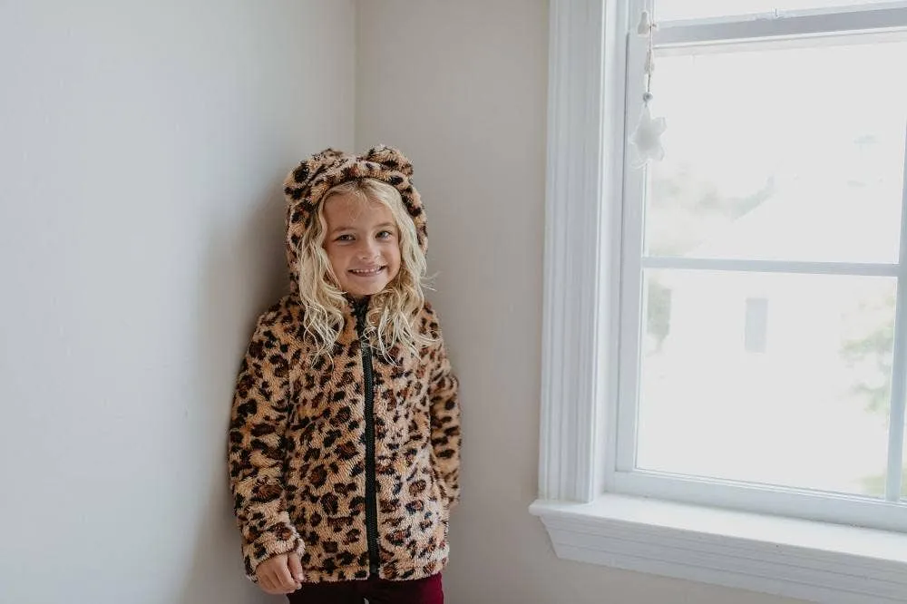 Fur Leopard Jacket with Ears