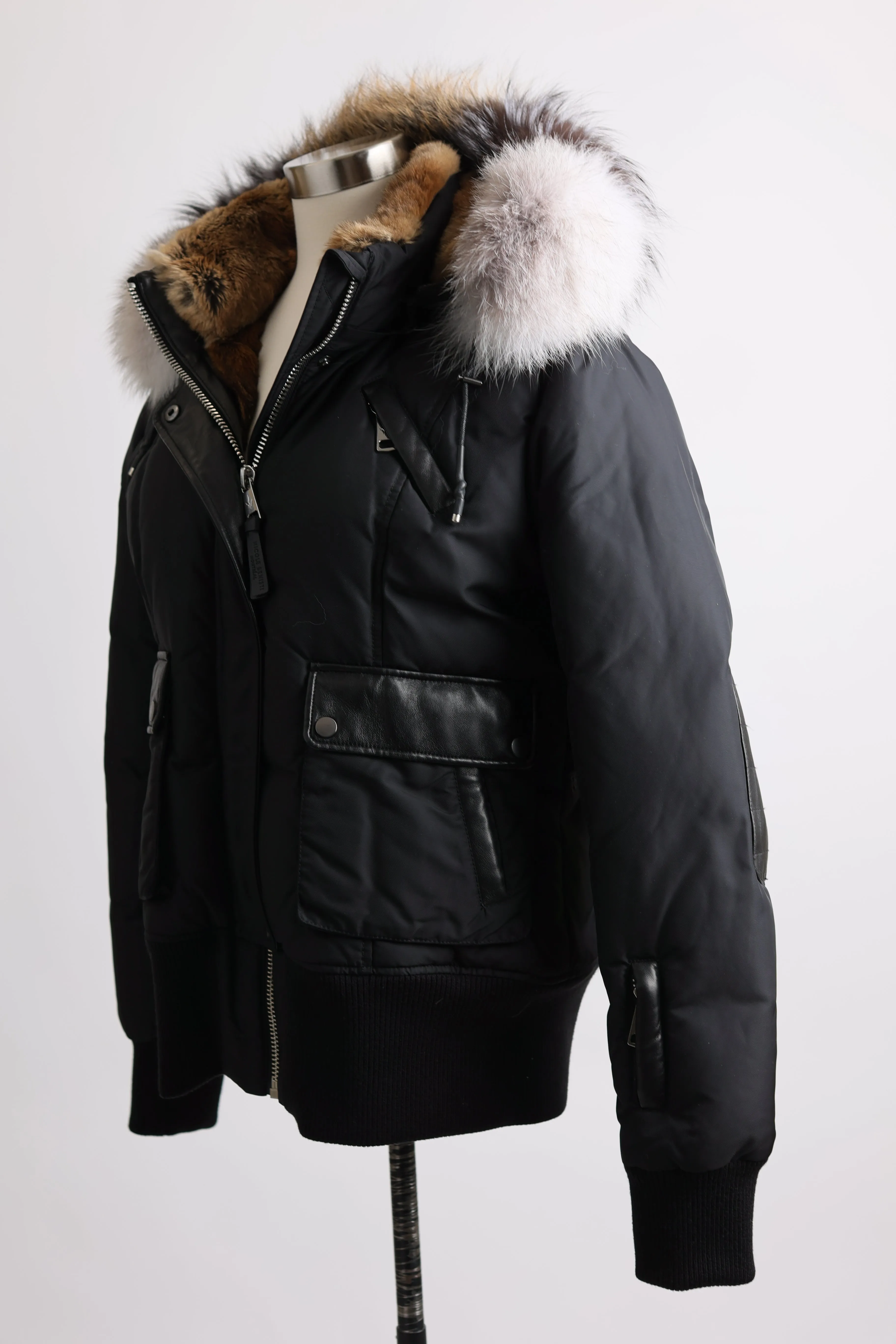 Fur Lined Bomber Jacket W/ Fur Hood