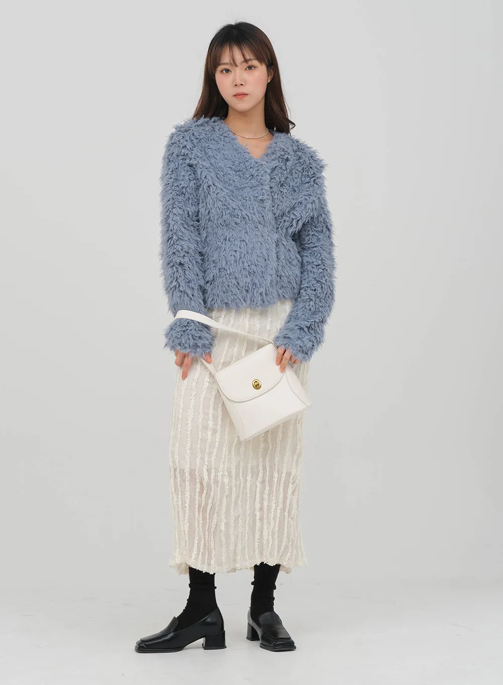 Fuzzy Wrap Tie Cardigan