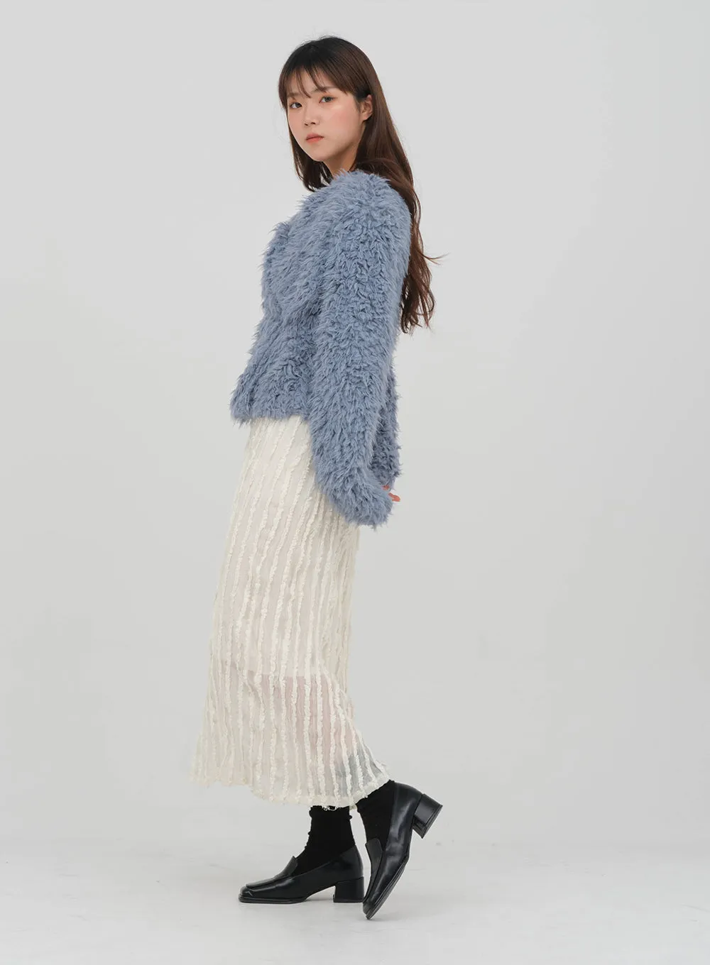 Fuzzy Wrap Tie Cardigan